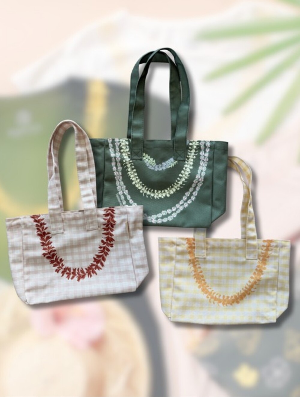 New Mahina Made Puakenikeni Lei Canvas Tote Bag Palaka Yellow MahinaMade - Picture 7 of 15